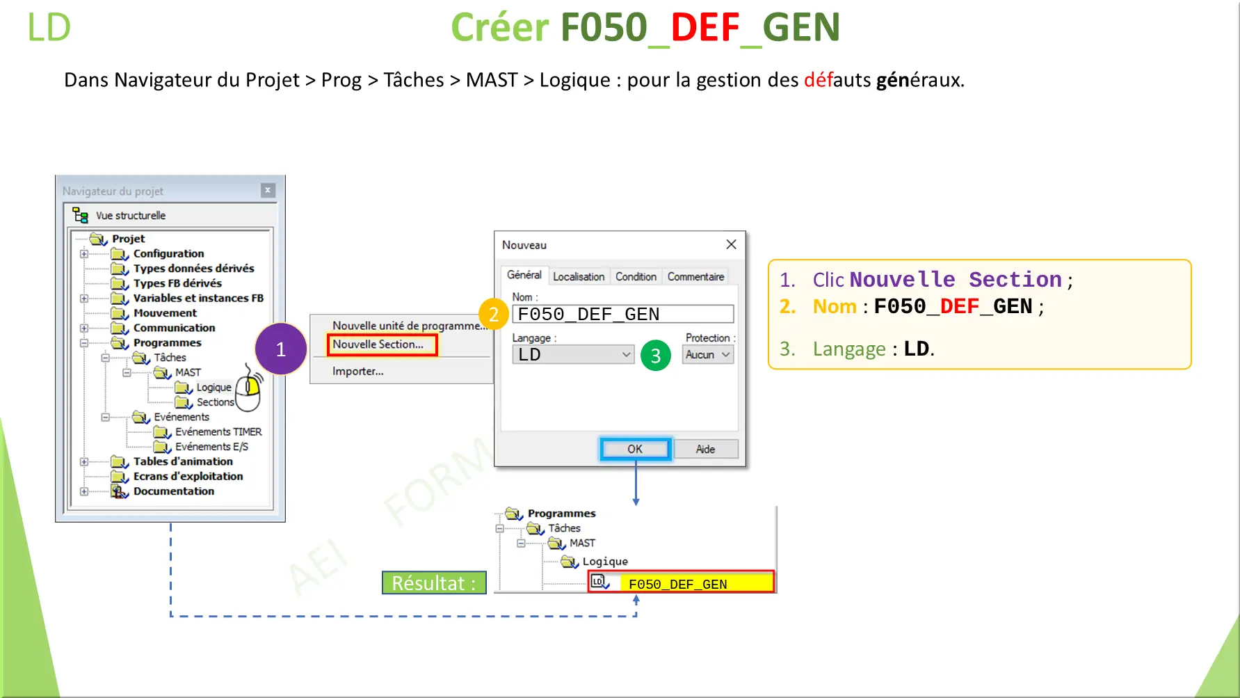 ST Créer F050_DEF_GEN